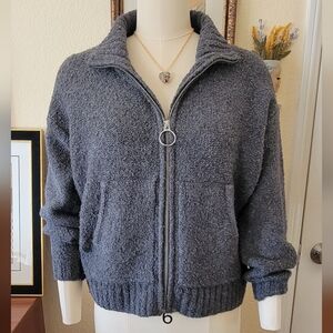 Old Navy Cozy Bouclé-Knit Mock-Neck Zip-Front Sweater for Women